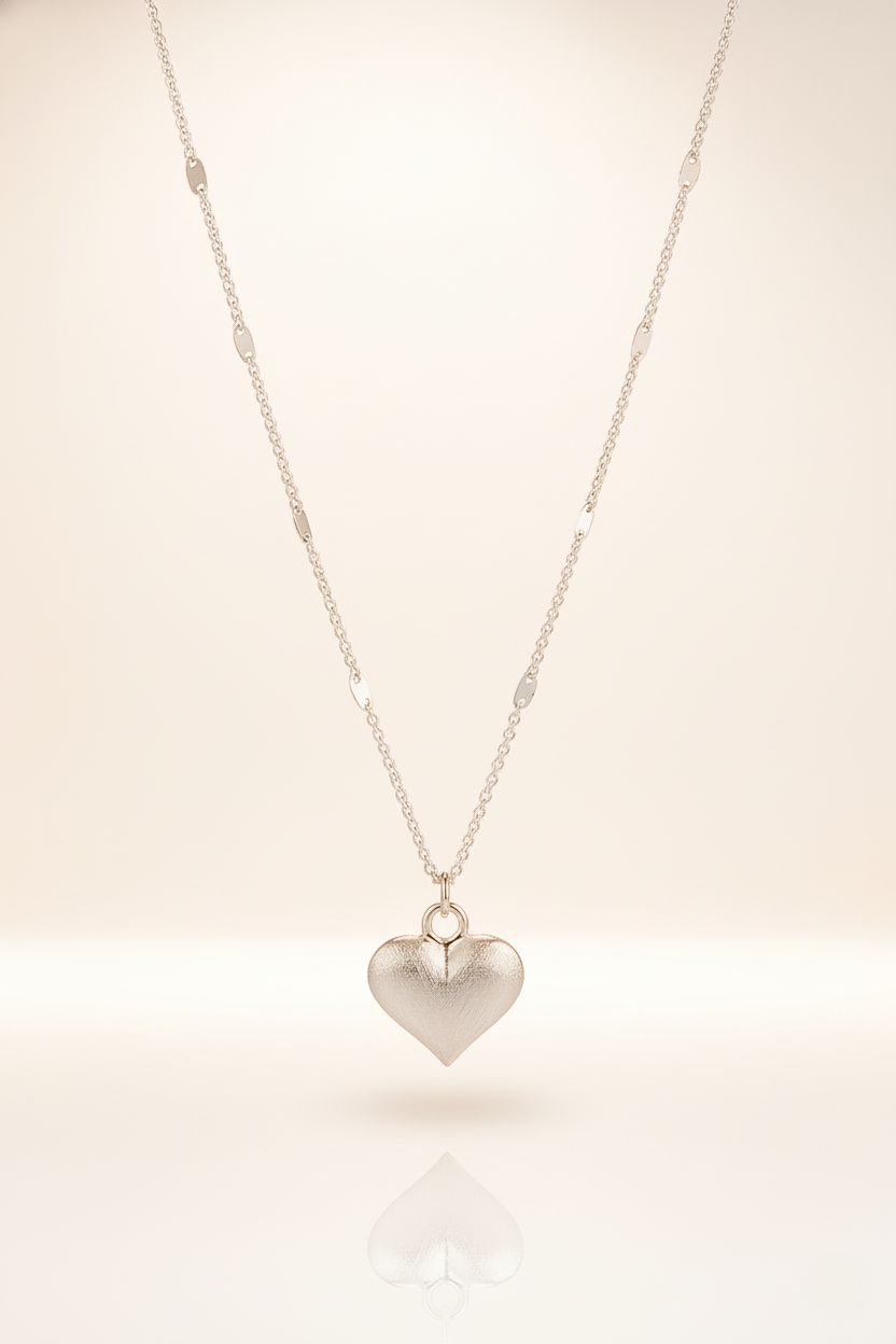 Satin Puffed Heart Necklace