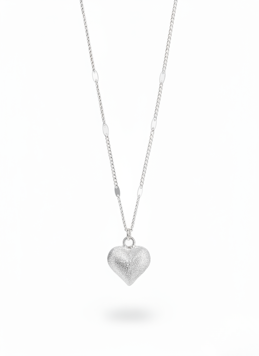 Satin Puffed Heart Necklace