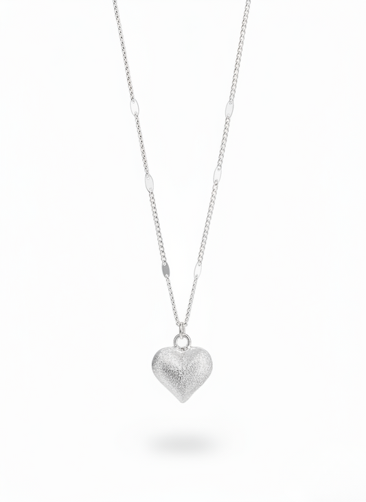 Satin Puffed Heart Necklace