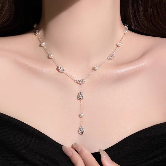 ORIA Sterling silver & pearl STARS necklace.